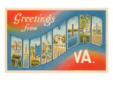 Greetings from Richmond, Virginia Giclee Print