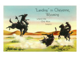 Landing in Cheyenne, Rodeo Scenes, Wyoming Giclee Print