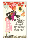 A Valentine Greeting, Cartoon Man with Hearts reproduction procédé giclée