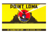 Paint Label, Point Loma, with Cabrillo Lighthouse, San Diego Print