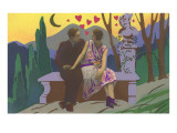Art Deco Couple with Hearts Posters