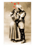 Cowboy and Cowgirl with Hearts Giclee Print