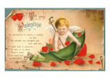 Valentine Poem, Cupid with Umbrella Pósters