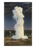 Old Faithful Geyser by Moonlight, Yellowstone National Park Giclee Print