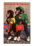 Will You Be My Valentine Chimps with Heart Suitcases Photo