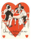 Twenties Bridge Game, Valentine Print