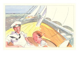 Man and Girl on Sailboat Lámina giclée Man and Girl on Sailboat Lámina giclée