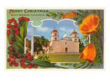 Merry Christmas, Mission, Santa Barbara, California Print