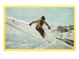Man in Hat Skiing reproduction procédé giclée