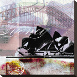 Sydney Stamps Stretched Canvas Print by Meringue 