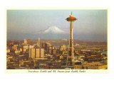 Space Needle, Mt. Rainier, Seattle, Washington Prints