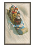 Three Children in Toboggan Photo
