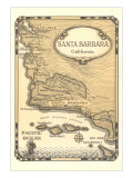 Old Map of Santa Barbara, California Giclée-Druck