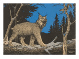 Woodcut of Canada Lynx Giclee Print