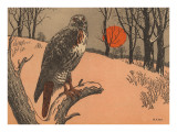 Woodcut of Hawk Giclee Print