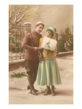 Bonne Annee, Skating Couple Giclee Print