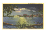 Moon over the Mississippi, La Crosse, Wisconsin Giclee Print