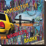 Manhattan Brooklyn Reproduction transférée sur toile par Sophie Wozniak