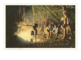 Campfire at Night Lámina giclée Campfire at Night Lámina giclée