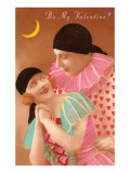 Be My Valentine Pierrot and Pierrette Giclee Print
