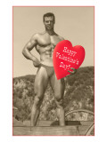 Happy Valentines Day, Muscle Man with Heart reproduction procédé giclée
