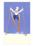 Young Child Skiing with Long Poles Lámina giclée