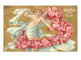 With Love to My Love, Cupid and Heart Wreath Prints