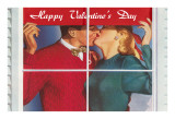 Happy Valentine's Day, Couple Kissing at Window Giclee Print