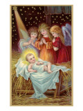 Young Girl Angels Admiring Christ Child Prints