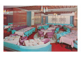 Dining Area with Purple and Blue Chairs, Retro Giclee Print