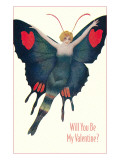 Valentine butterfly-lady Prints