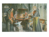 Monks in Blacksmith Shop, Santa Barbara Mission, California Prints
