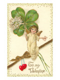 To My Valentine, Cupid with Clover Posters