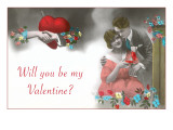 Will You Be My Valentine, Couple Opening Box Giclee Print