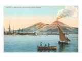 Naples Harbor with Smoking Vesuvius Giclee Print