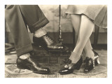 Man's and Woman's Feet and Shoes Prints