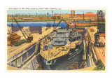 Battleship in Dry Dock, Norfolk, Virginia Giclee Print