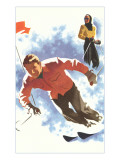 Slalom Racing Down Ski Slope Lámina giclée