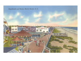 Boardwalk and Beach, Myrtle Beach, South Carolina Poster