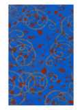 Red Spots on Blue with Gold Squiggles Posters