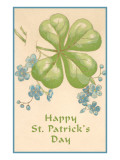 Four-Leaf Clover and Violets Giclee Print