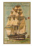 French Square-Rigged Sailing Vessel Giclee Print