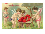 To My Valentine, Cupids Examining Hearts Posters