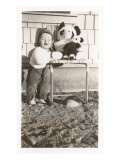 Toddler with Stuffed Panda Giclee Print