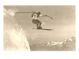 Airborne Skier over Mountains Foto Airborne Skier over Mountains Foto