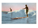 Two Long Board Surfers Posters