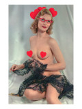 Lady with Heart Pasties and Black Lace reproduction procédé giclée