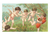 Cupids Chasing after Hearts Prints