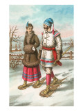 Exotic Couple on Snow Shoes Giclee Print