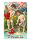To My Valentine, Cupids Netting Hearts Prints